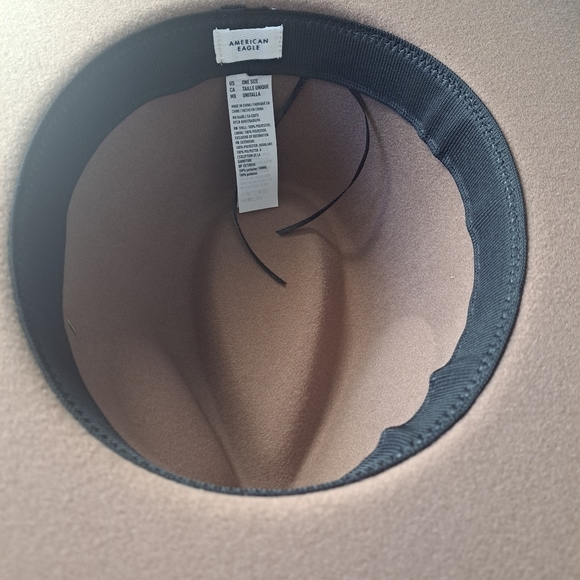 Upscaled Dark Tan American Eagle Wide Brim Feathered Hat With Bead Hatband - Picture 5 of 7